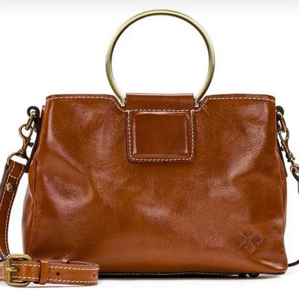 Patricia Nash Tan Leather Crossbody Bag with Gold Handle